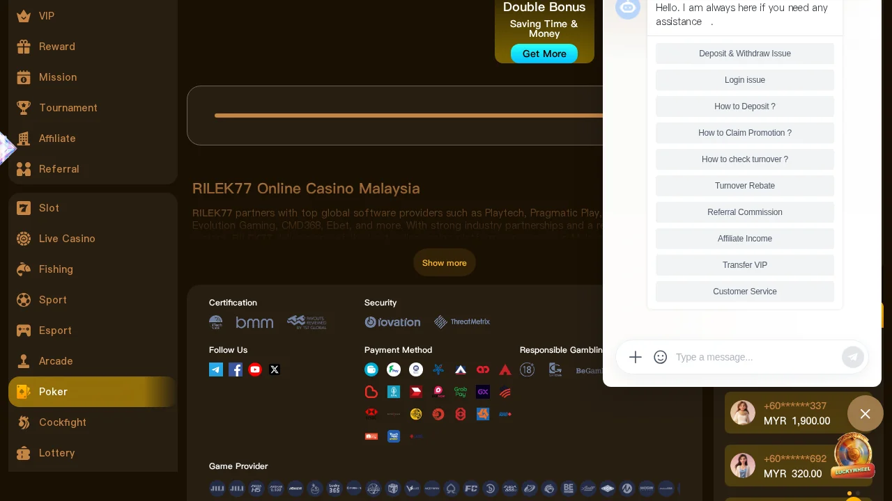 Rilek77: Payment Methods